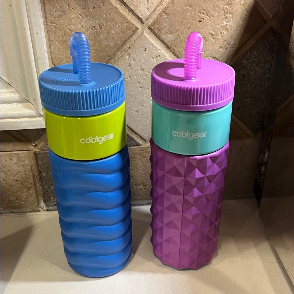 Blue and Purple Water Bottles
